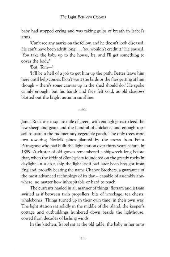 Tekstpagina uit The Light Between Oceans met pagina nummer 11.