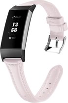 KELERINO. Leren band geschikt voor Fitbit Charge 3 Roze - Large