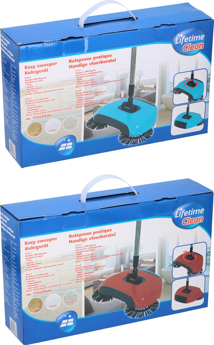 Goedkoopste Lifetime Clean Vloerborstel 3-in-1 115 X 35 Cm Rood