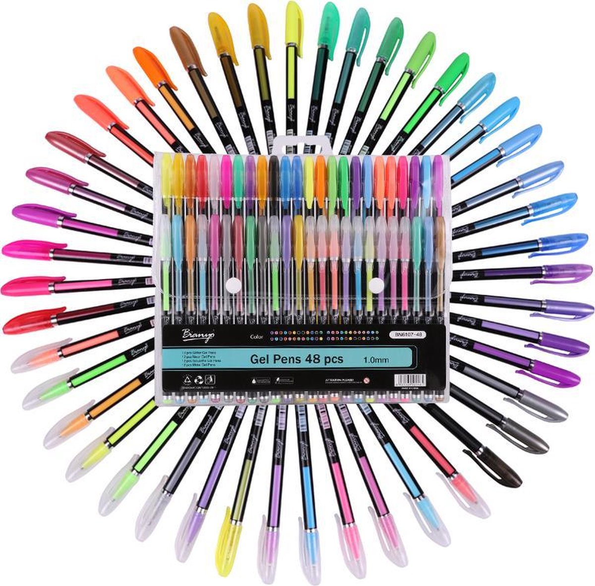 Gelpennen Set 48-Delig - Fluoriserend / Metallic / Glitter / Pastel Pen Gel  Brush Kit | bol