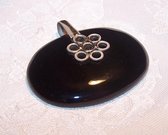 Onyx hanger met zilverkleurig