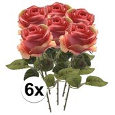 8x Roze Roos steelbloem 45 cm - Kunstbloemen