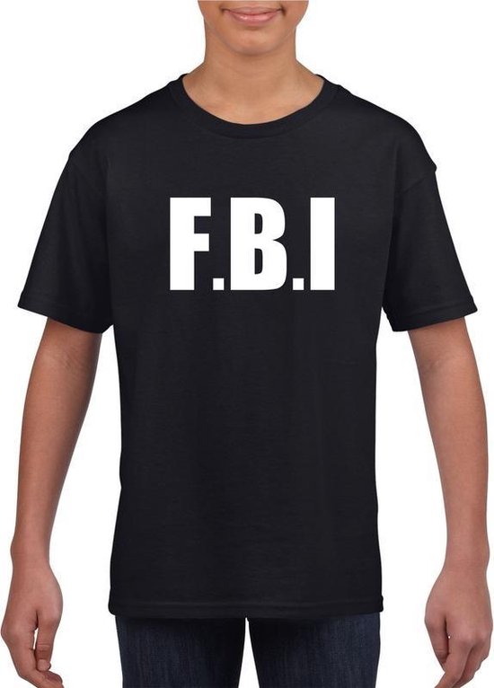 Politie FBI tekst t-shirt zwart kinderen 146/152