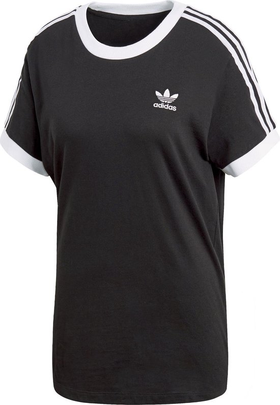 adidas 3-Stripes T-shirt Dames Sportshirt - Maat 34 - Vrouwen - zwart/wit |  bol.com