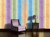Coloured Wooden Planks Photo Wallcovering