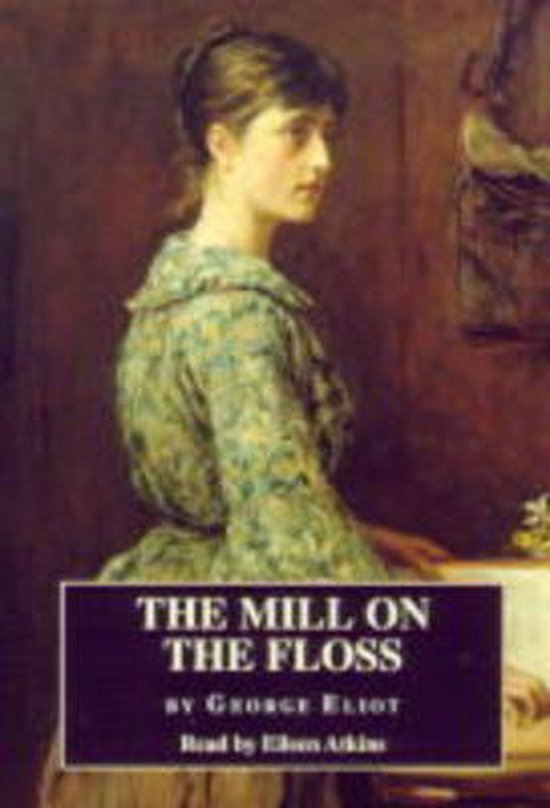 Boekomslag van 'The Mill on the Floss' door George Eliot met een schilderij van een vrouw in een groen jurkje.