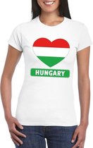 Hongarije hart vlag t-shirt wit dames XS