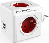 PowerCube Original Duo USB rood Type F ter uitbreiding van de PowerCubes met kabel