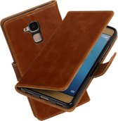 MP Case Bruin Vintage lederlook PullUp Map voor de Honor 5C wallet cover - book case - hoesje