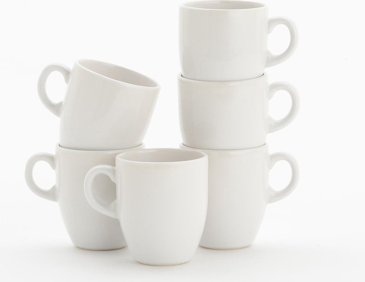 Lite-Body Hermes Koffie beker - 200 ml - Set van 6 - Wit