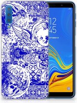 Geschikt voor Samsung Galaxy A7 (2018) TPU Hoesje Angel Skull Blue