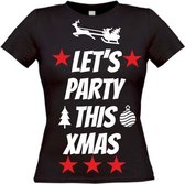 Let's party this christmas T-shirt maat XL Dames zwart