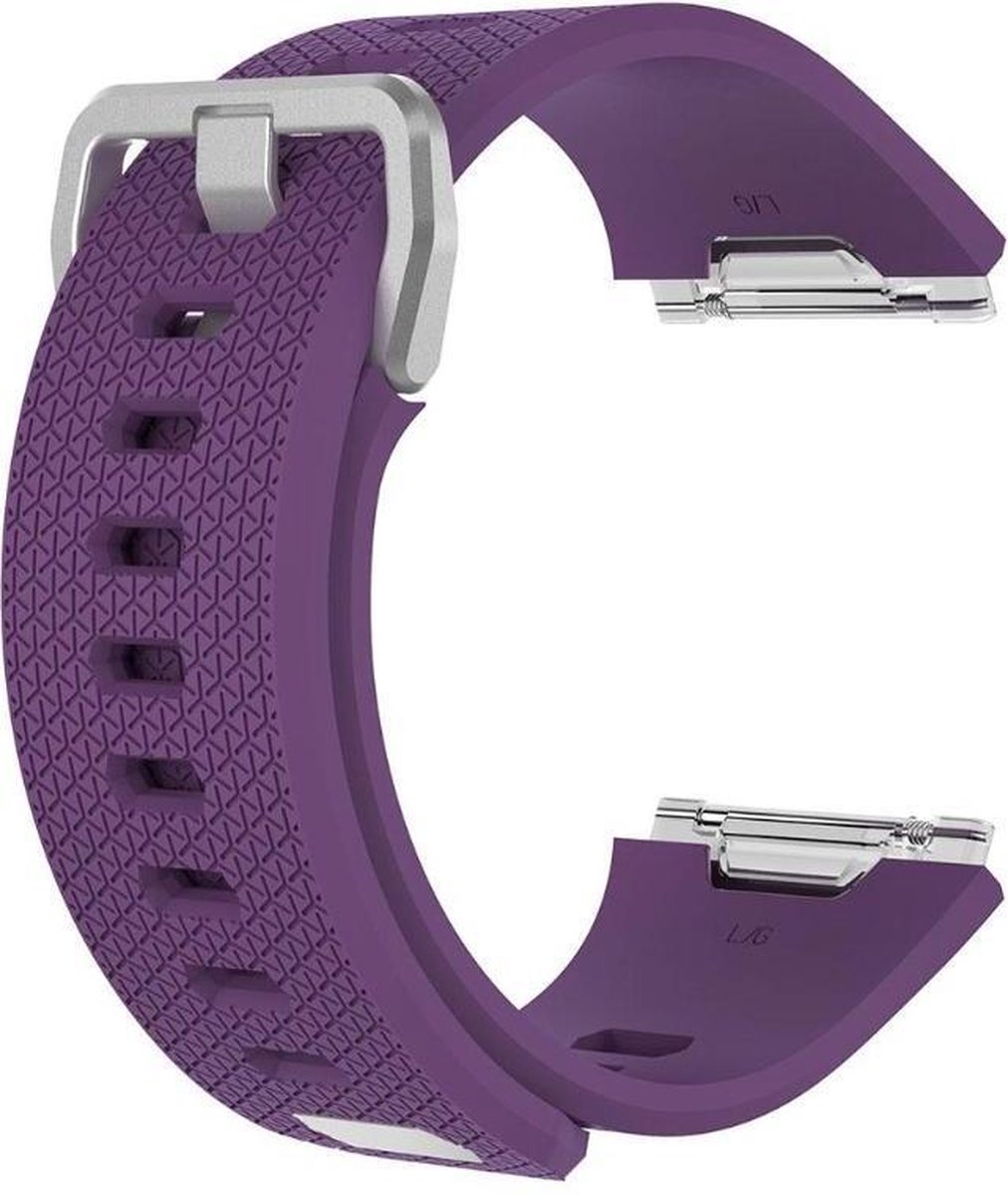 KELERINO. Siliconen Bandje geschikt voor Fitbit Ionic Gespsluiting - Paars - Large