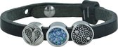 Quiges Leder Armband met 3 Aanschuif Knopen - Dames - RVS - 24cm