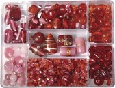 Boîte de rangement perles de verre rouge clair 115 grammes - perles