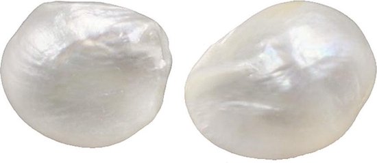 Zoetwater parel oorbellen Big White Baroque Pearl - oorknoppen - echte parels - wit - sterling zilver (925)