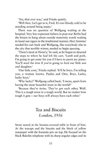 Tekst met de titel "Tea and Biscuits, London, 1956"