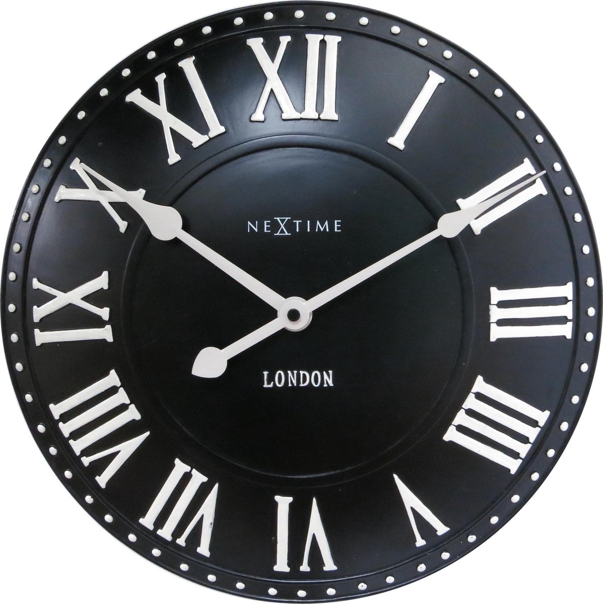 NeXtime klok 3083zw London Roman Ø34.5 cm Wall Black White