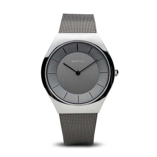 Bering Horloge - Zilverkleurig (kleur kast) - Grijs bandje - 36 mm