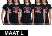5x Vrijgezellenfeest Team t-shirt zwart dames Maat L