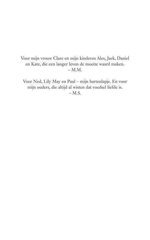 Pagina met opdrachten: 'Voor mijn vrouw Clare...' en 'Voor Ned, Lily May en Paul...'.