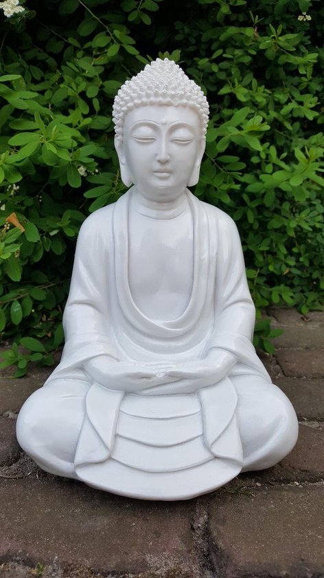 Achterhouden Dictatuur Gom Japanse Boeddha - Beeld - Hoogte 25 cm - Polystone - Wit‎‎ | bol.com