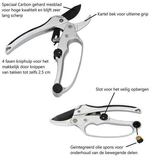 Snoeischaar Aluminium - 21cm - Roestvrijstalen Tuinschaar Papegaaienbek - Snoeien en Knippen in de Tuin - Takken uit uw Tuin Weghalen van Kinzo Garden — afbeelding 4