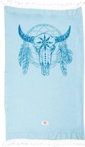 Mycha Ibiza – Strandlaken – strandhanddoek – kikoy – skull cow – blauw – 100% katoen – badstof