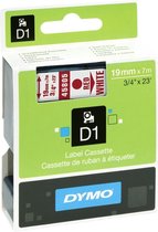 DYMO D1 -Standard Labels - Red on White - 19mm x 7m