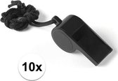 10 morceaux de sifflets de sport noirs sur un cordon