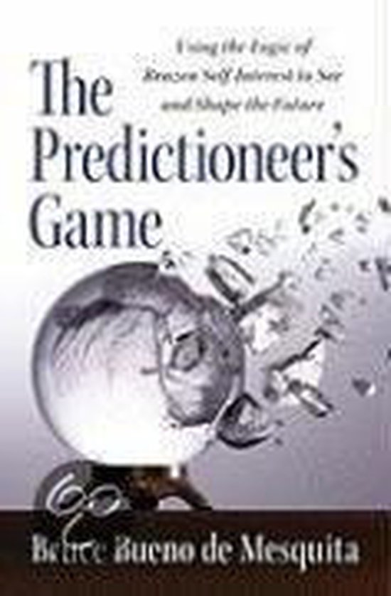 Livre : The Predictioneer's Game. Une boule de cristal se brise en morceaux. Avec le texte 'The Predictioneer's Game'.