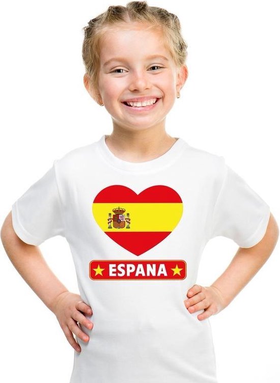 Spanje hart vlag t-shirt wit jongens en meisjes