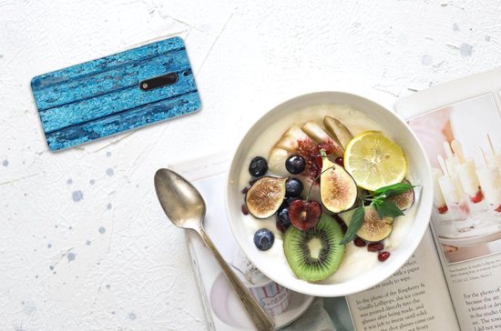 Coque Téléphone pour Nokia 5 Housse Coque Bois Bleu