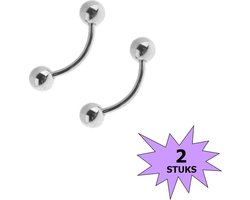 Fako Bijoux® - Wenkbrauw Piercing - 3mm - Zilverkleurig - 2 Stuks