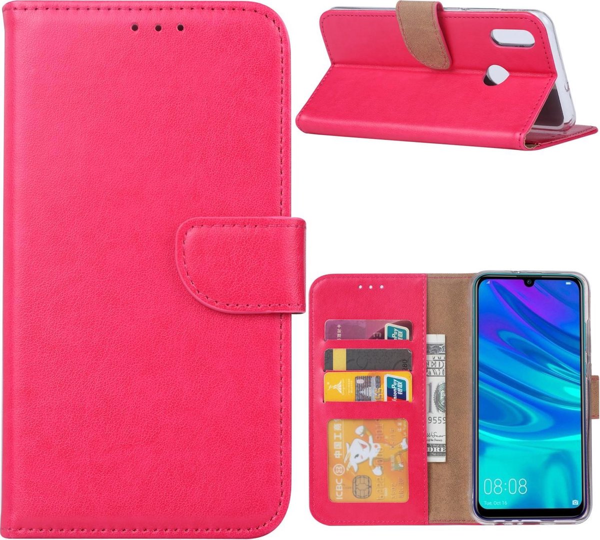 Huawei P Smart (2019) Hoesje Roze met Pasjeshouder