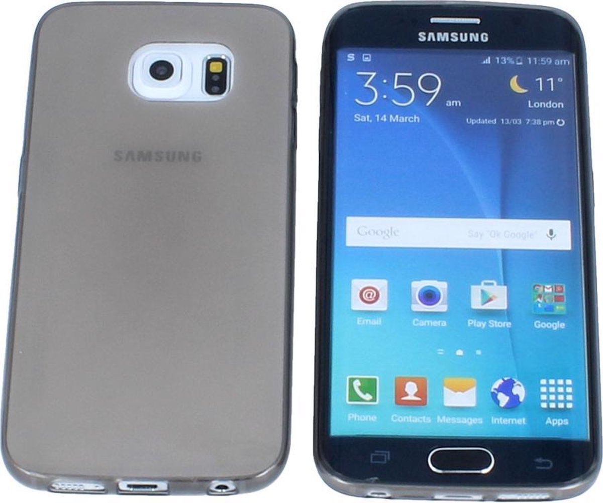 Samsung Galaxy S6 Edge, 0.35mm Ultra Thin Matte Soft Back Skin case Transparant Grijs Grey