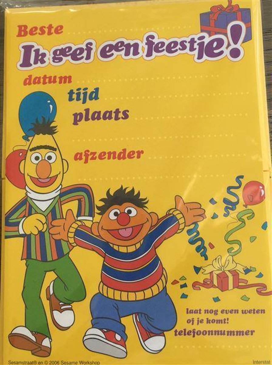 Uitnodigingen Sesamstraat (16 stuks)