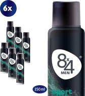 8x4 MEN Sport Deodorant Spray - 6 x 150 ml - Voordeelverpakking