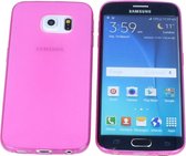 Samsung Galaxy S6 Edge, 0.35mm Ultra Thin Matte Soft Back Skin case Transparant Neon Roze Pink