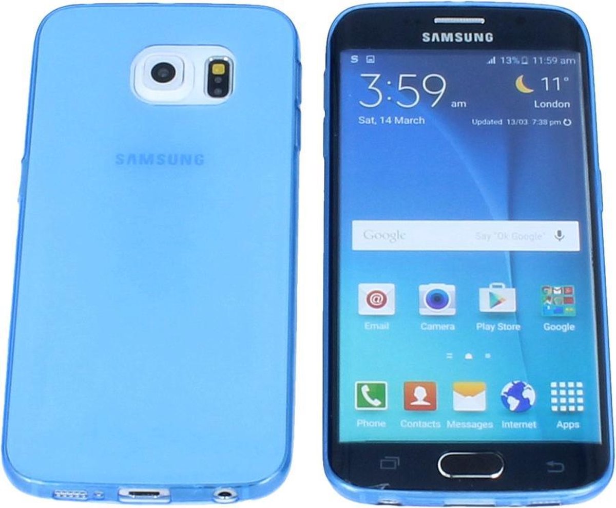 Samsung Galaxy S6 Edge, 0.35mm Ultra Thin Matte Soft Back Skin case Transparant Blauw Blue