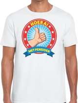 Hoera met pensioen t-shirt wit heren L