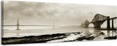 Bruggen in de mist - Canvas Schilderij Panorama 118 x 36 cm