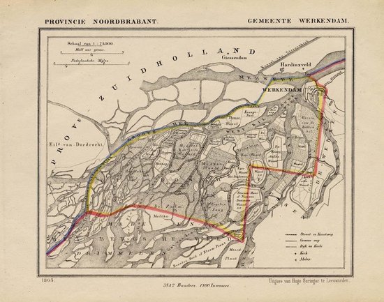 Historische kaart, plattegrond van gemeente Werkendam in Noord Brabant uit 1867 door Kuyper van Kaartcadeau.com
