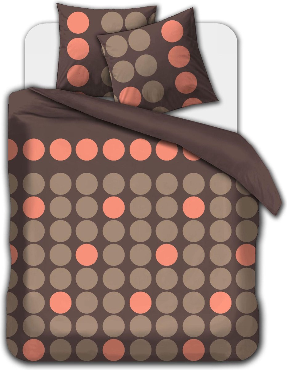 Flanel dekbedovertrek - DOTS PINK - 260 x 220 - met kussenslopen