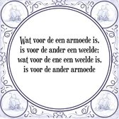 Tegeltje met Spreuk (Tegeltjeswijsheid): Wat voor de een armoede is, is voor de ander een weelde; wat voor de ene een weelde is, is voor de ander armoede + Kado verpakking & Plakha