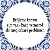 Tegeltje met Spreuk (Tegeltjeswijsheid): Briljante kansen zijn vaak knap vermomd als onoplosbare problemen + Kado verpakking & Plakhanger