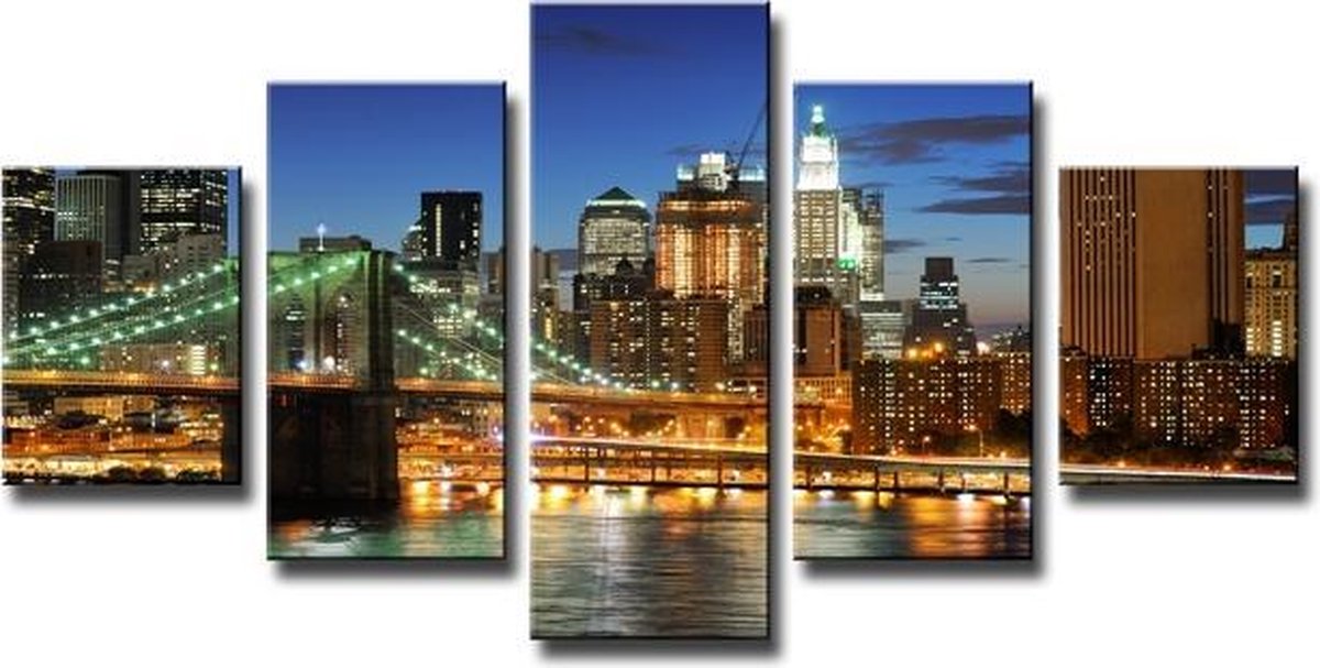 New York - Canvas Schilderij Vijfluik 160 x 80 cm