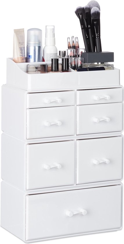 relaxdays make-up organizer hoog - Cosmetica toren met lades - make up  houder -... | bol.com