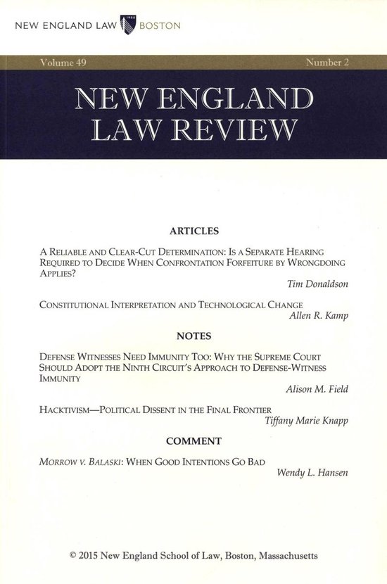 New England Law Review: Volume 49, Number 2 - Winter 2015 - cover