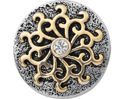 Quiges - Dames Click Button Drukknoop 18mm Zon Ornament Goudkleurig - EBCM305